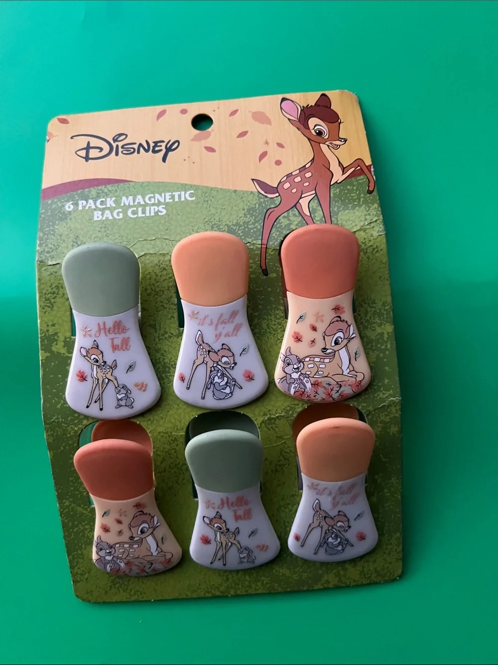 Disney Bambi Magnetic Bag Clips — Green, Peach, Coral
